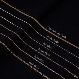 18K Gold Plated Chain Necklace, Twisted Rope Chain, Herringbone Necklace, Snake